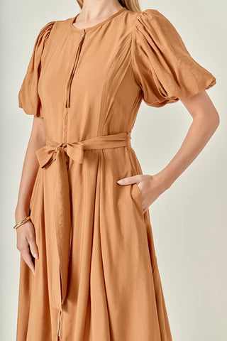 Puff Sleeve Midi Dress