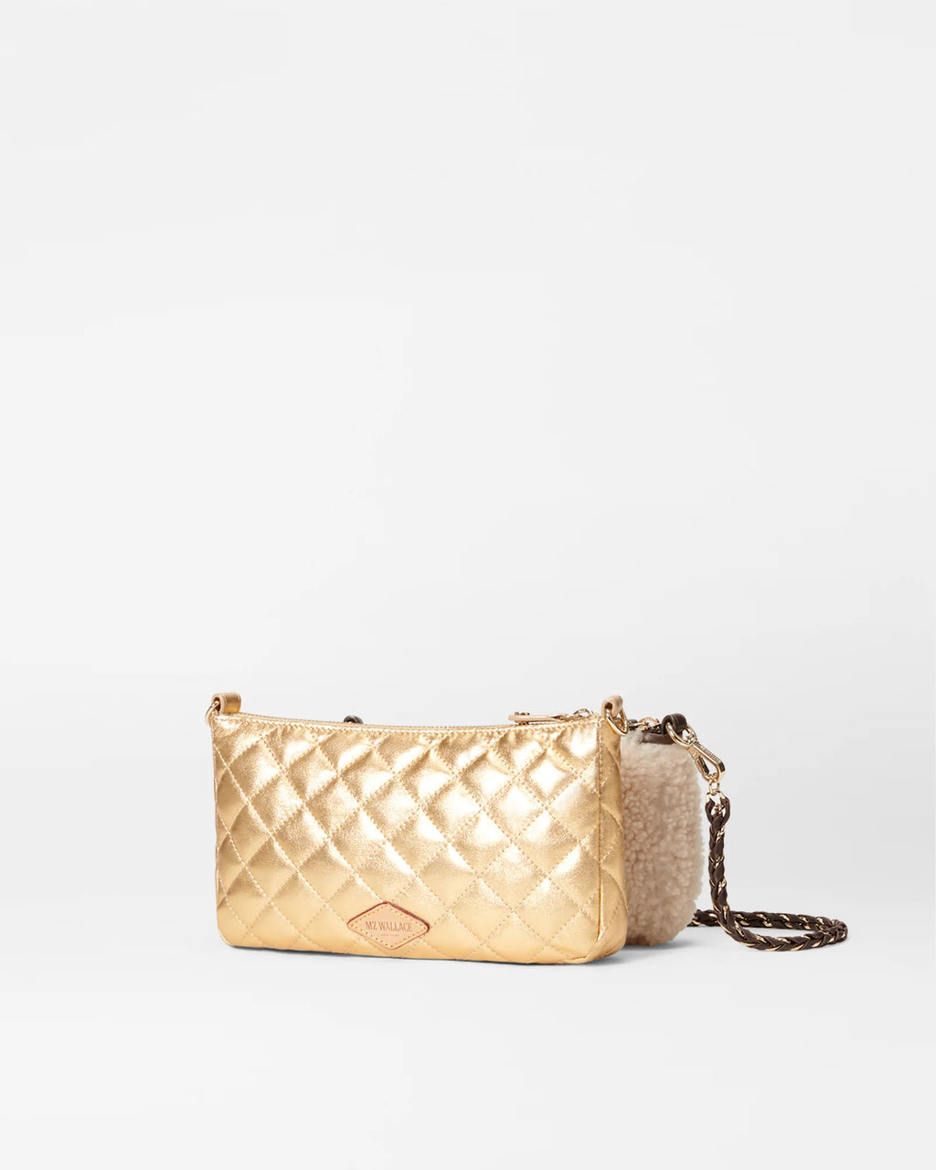 Crosby Convertible Crossbody-Shearling and Gold Metallic Leather