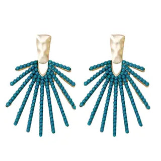 Dark Turquoise Sunburst Drop Earrings