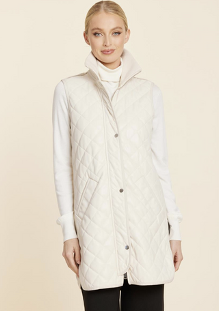 Vegan Leather Quilted Vest Jacket with Zippers