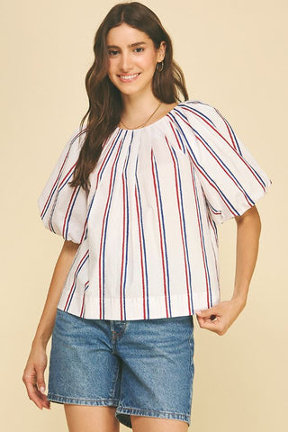 Red, White & Blue Striped Top