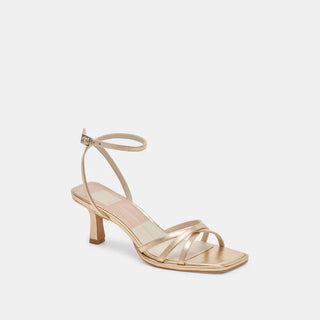 Manji Heels Light Gold Metallic Leather