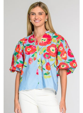 Edie Top Poppy patch Blueberry