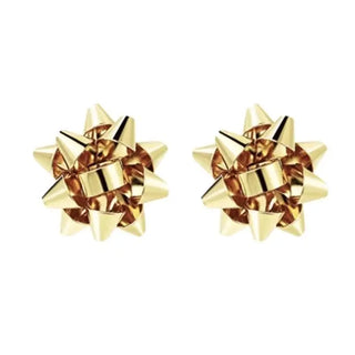 Gold Christmas Present Bow Holiday Earrings