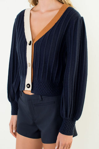 Navy/Camel Cardigan