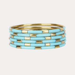Turquoise Veda Bangles - Set of 6 - Turquoise- O/S