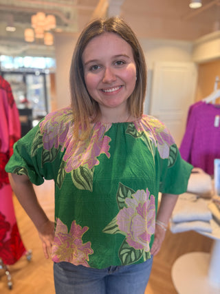 Green Puff Sleeve Top