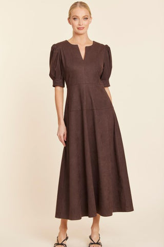 Faux Suede Maxi Dress