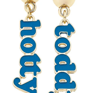 Ole Miss Rebels Slogan Earrings in Blue/Shiny Gold