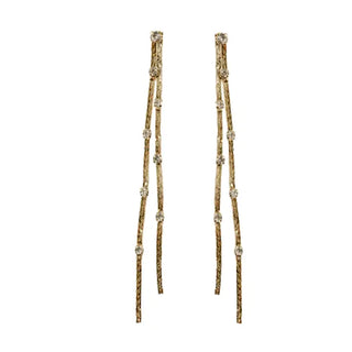 Diamond Dotted Gold Duster Statement Earrings