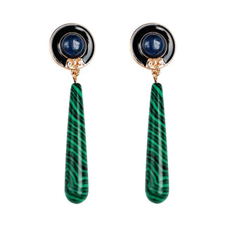 Lapis and Malachite Drop Earrings