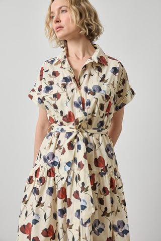 Cuffed Sleeve Maxi Shirt Dress
