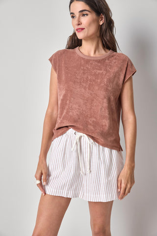 Terry Boxy Sleeveless Top - Bark