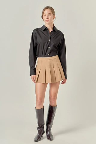 Oversized Collared Shirt with Heart Buttons