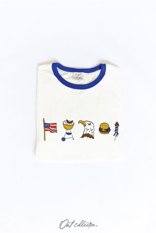 Patriotic Row Ringer Graphic Top