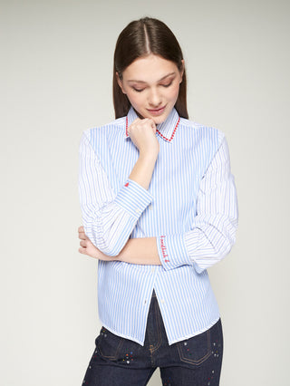 Shirt Isa Emb Raya Azul Y Blanca