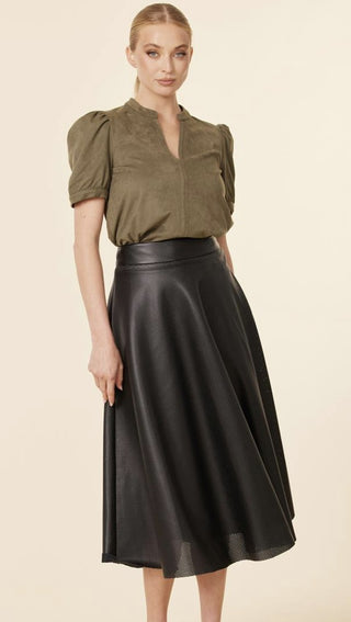 Vegan Leather Perforated Skirt