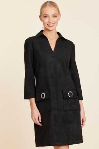 Faux Suede Dress with Grommets