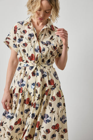 Cuffed Sleeve Maxi Shirt Dress