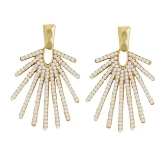 White Sunburst Drop Earrings