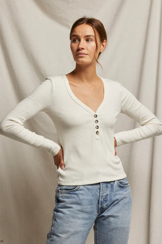 T206 Evangeline Sweater Rib Long Sleeve Vneck