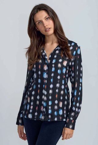Jewel Print Button Down Blouse