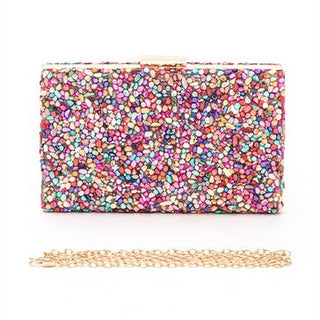 Mixed Gem Stone Box Clutch