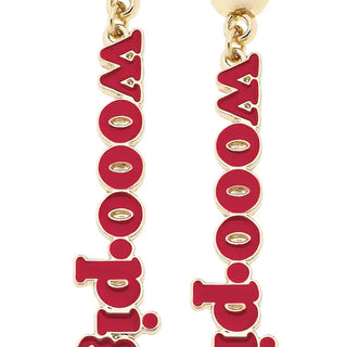 Arkansas Razorbacks Slogan Earrings in Red/Shiny Gold