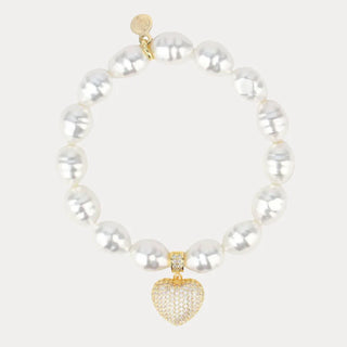 Pearl White Pave Heart Bracelet