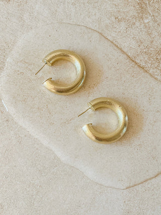 Small Chantal Hoops Brushed Gold 1.25"
