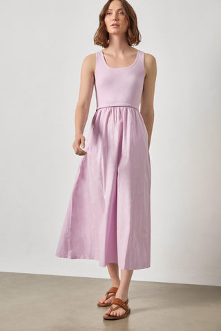 Mixed Media Scoop Neck Dress - Lavender