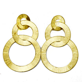 Tri Circle Anna Earrings -Brushed Gold