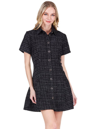 Pleated Hem Buttons Dress