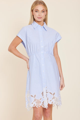 Striped Dress with Lace Cutouts
