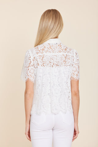 Floral Lace Pearl Button Blouse