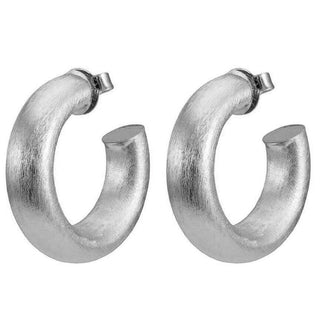 Small Chantal Hoops Brushed Silver 1.25"