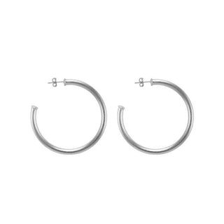 Petite Everybody's Favorite Hoops Brushed Silver 1.5"
