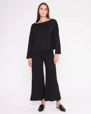 Sweater Knit Wide Leg Pant Cropped