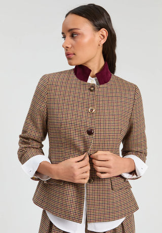Dori Jacket - BURGUNDY HOUNDSTOOTH JACKET