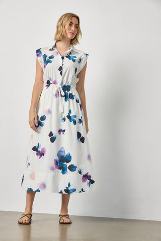Gusset Sleeve Maxi Dress - Orchid Print
