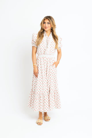 Floral Ruffle Smock Maxi Dress