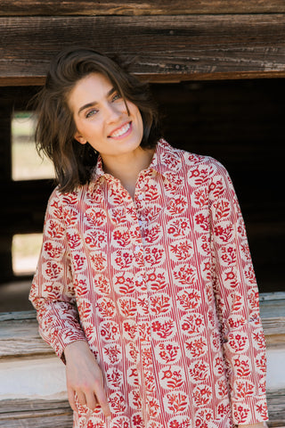 Polly Dress, Brick Bloom