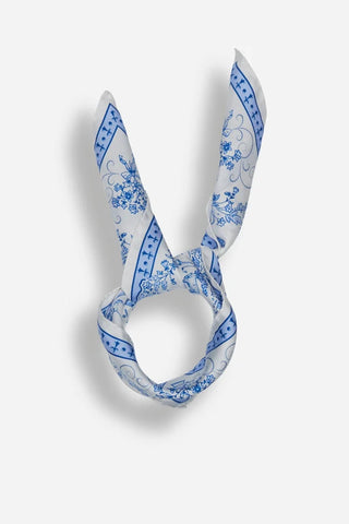 Small Scarf Toile de Jouy Navy Silk