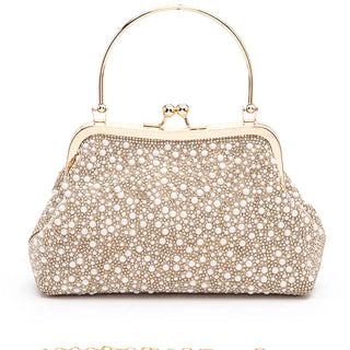 Pearl and Rhinestone Top Handle Convertible Clutch