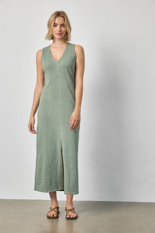 VNeck Seamed Maxi Dress - Sage
