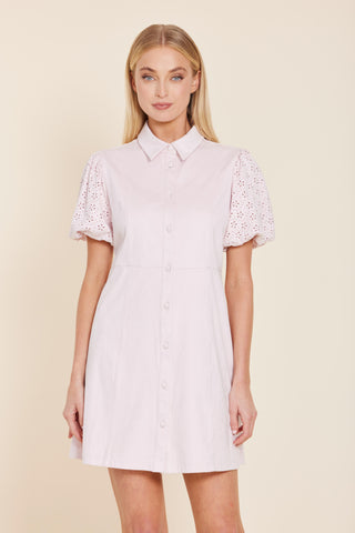 Suede Button Dress - Shell Pink