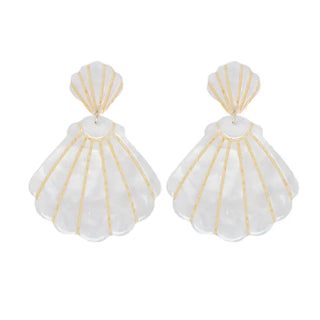 White Tortoise Statement Shell Earrings