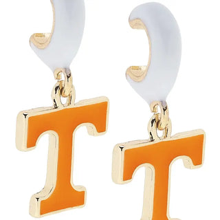Tennessee Vols Enamel Logo Huggie Hoop Earrings in White