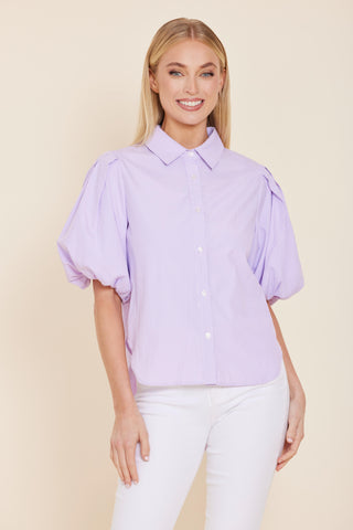 Poplin Puff Shoulder Top