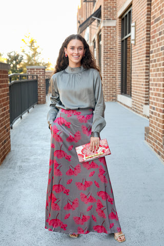 Grey Peony Skirt